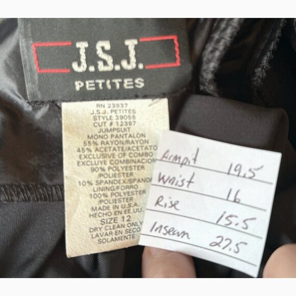 Vintage J.S.J Women’s 12P Black Velvet Top Y2K Jumpsuit 90s 80s Evening Holiday - Picture 2 of 10